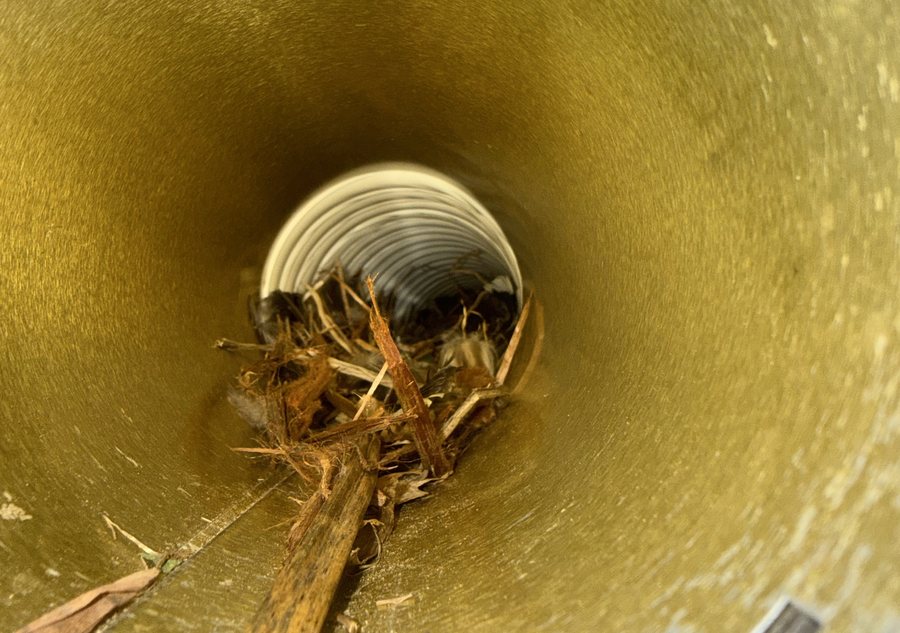 Dryer vent blockage inside a duct
