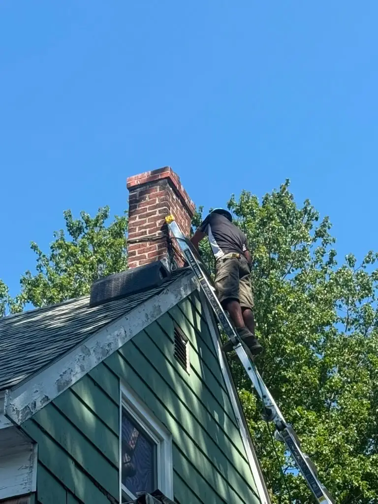 Roof access for chimney repair in Braintree MA
