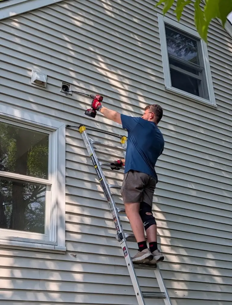 Dryer vent bird guard installation in Reading MA