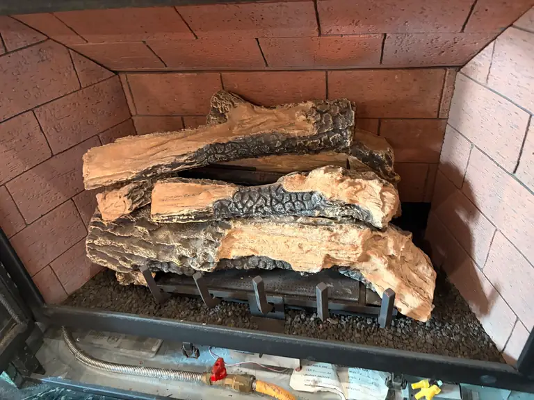 Gas fireplace after pilot repair in Londonderry NH