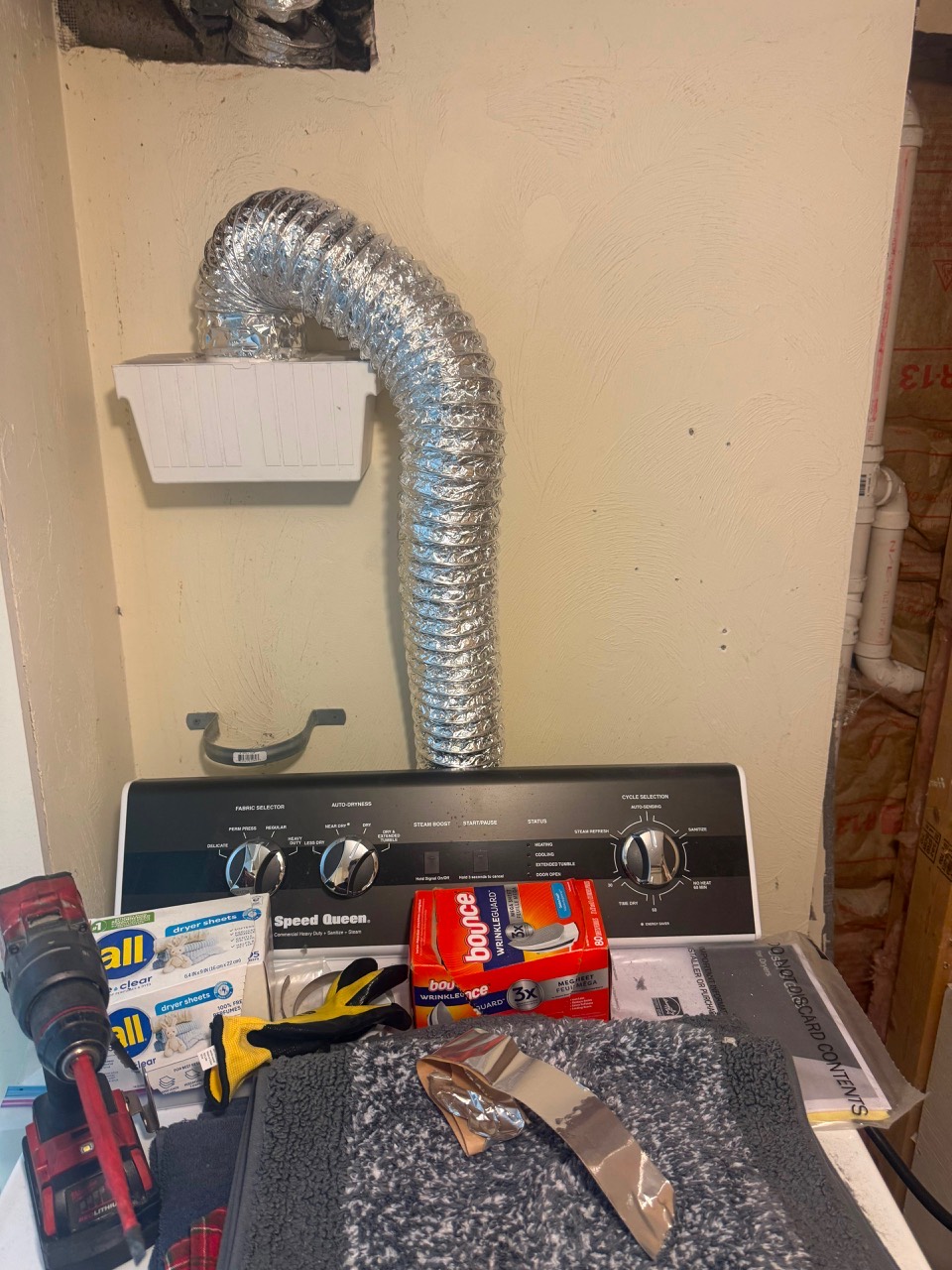 Indoor dryer vent kit installed for electric dryer in Peabody MA